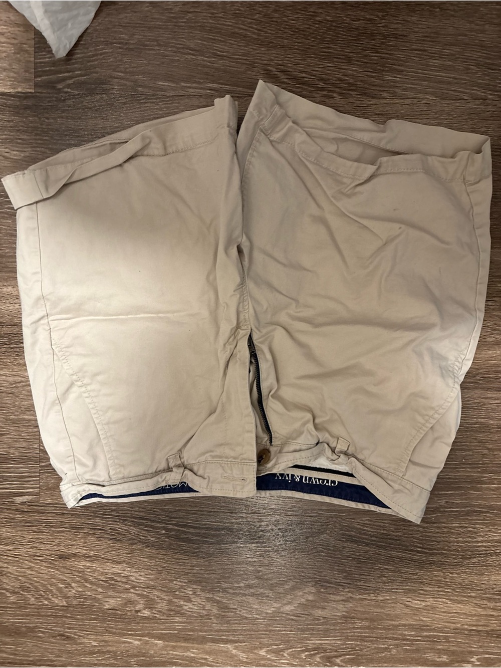 Crown Men's Beige Flat Front Shorts